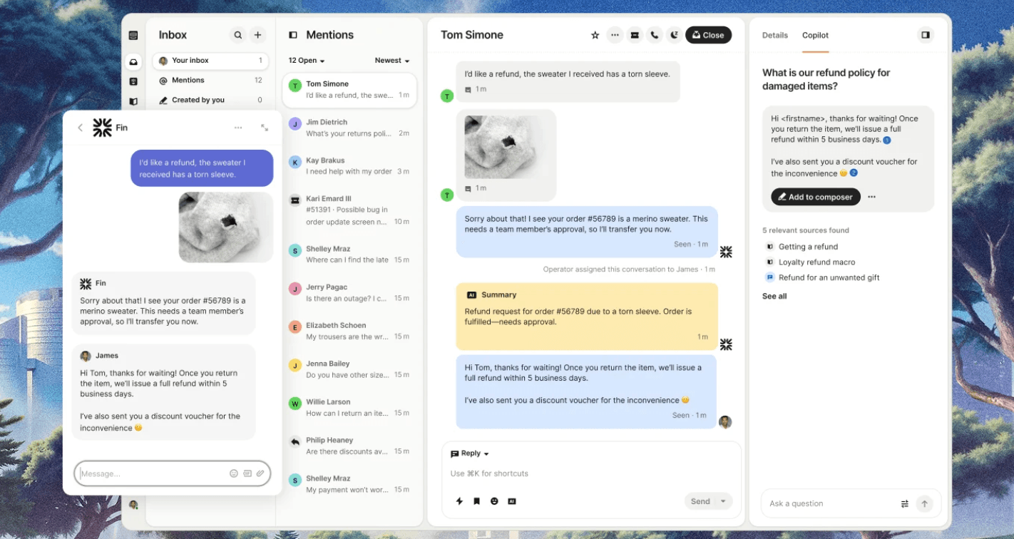 Alt text: Intercom messenger interface