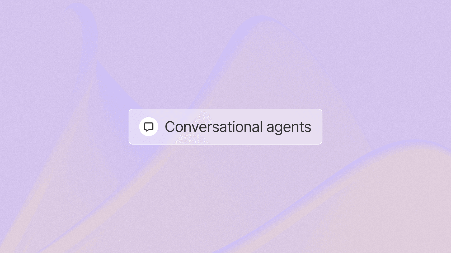 Patterned purple graphic background with image that says conversational agents