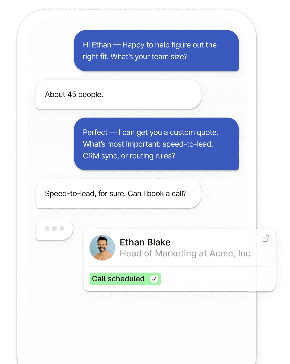 Spara AI Text conversation preview